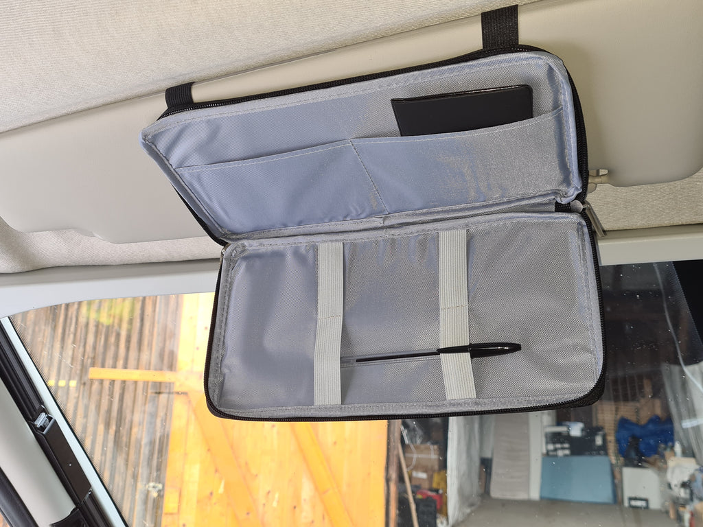 Sonnenblende / Organizer Tasche Brillenhalter Schwarz oder Grau / gross