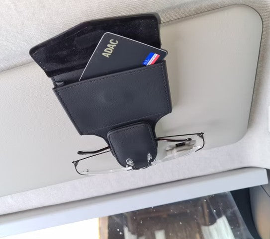 Sonnenblende Tasche Brillenhalter Schwarz oder Grau / klein